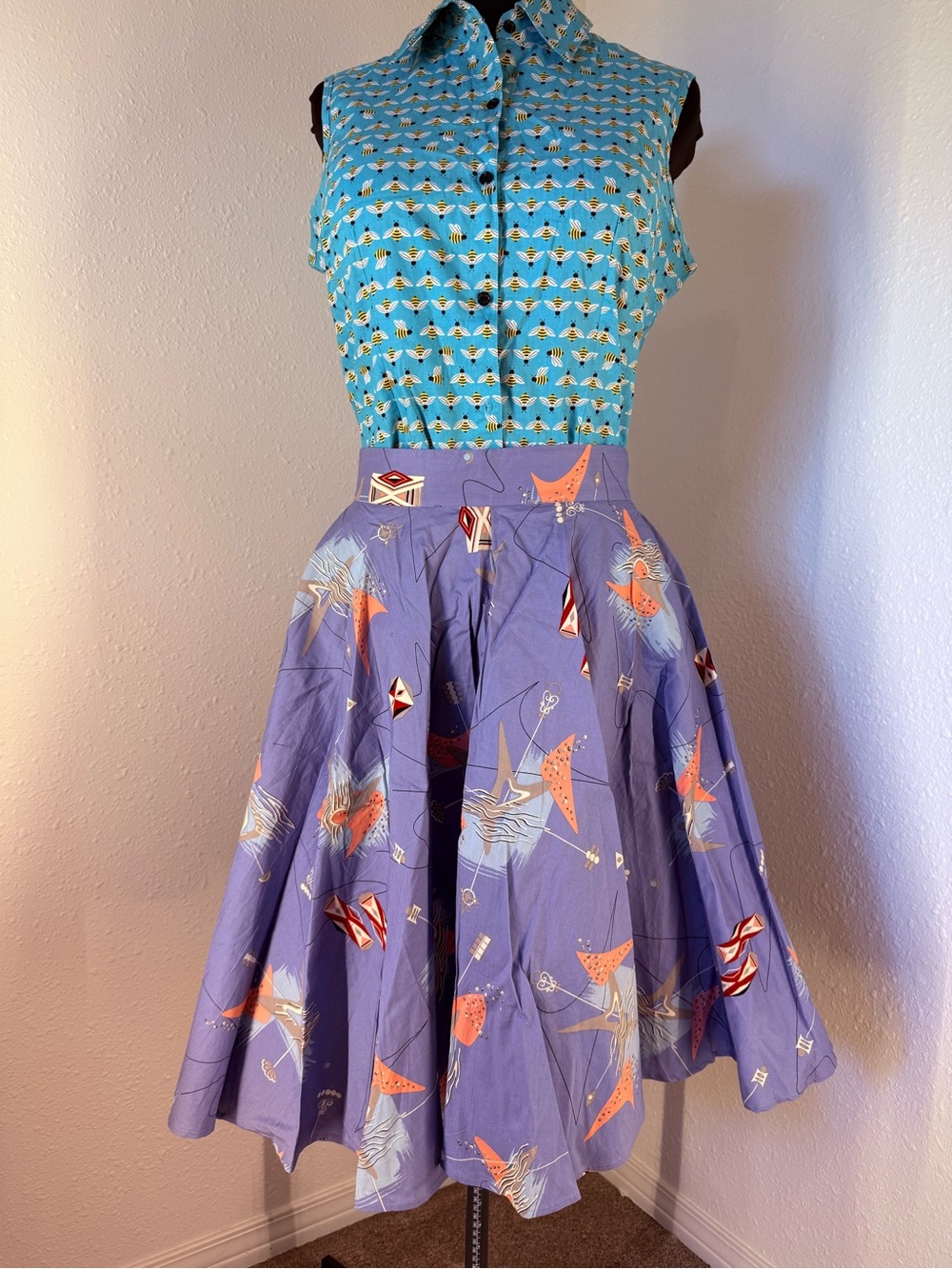 Trashy diva pinup Vintage-Inspired Purple A-Line Skirt atomic
